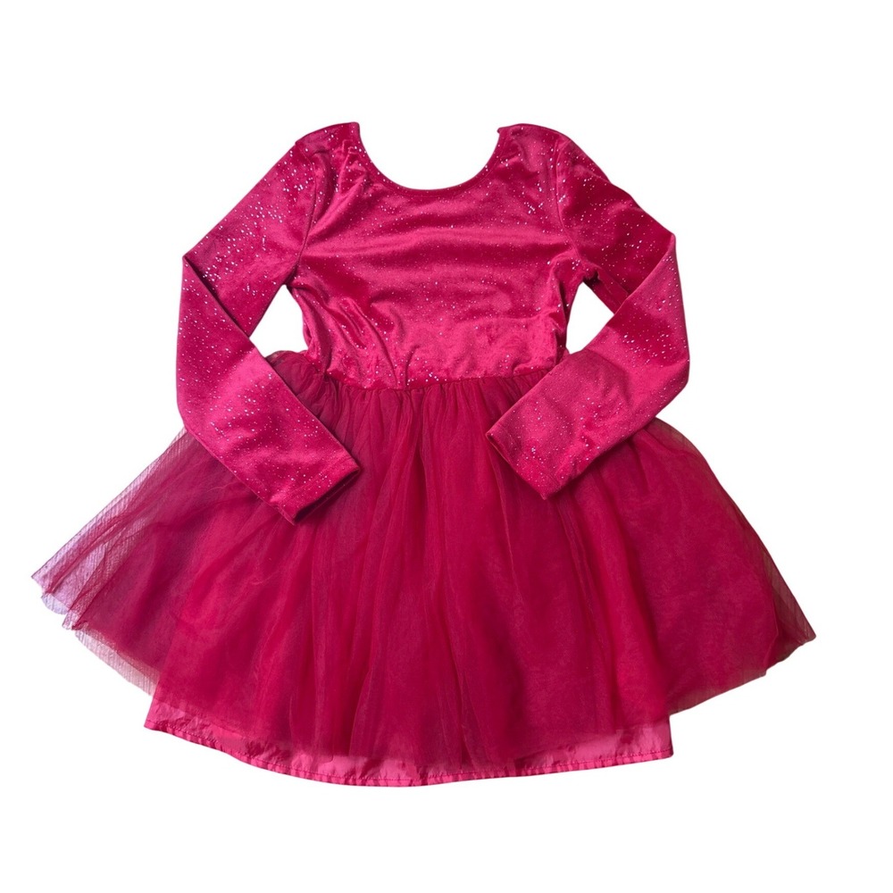 Cat & Jack Tutu Dress Kids Red Velvet Glitter Tulle Holiday SIZE 8